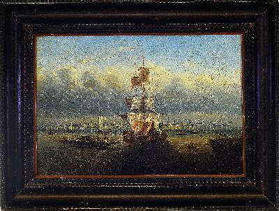 27051258k - Zuschreibung: Abraham Storck, 1644-1708 Amsterdam, maritime Landschaft Segelschiff vor ...