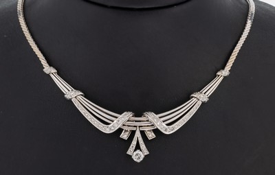 Image 18 kt Gold Diamant-Collier, WG 750/000, geometrisches Design, Mittelteil mit bewegl. ...