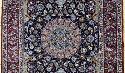 27051272b - Esfahan fein, Persien, Mitte 20.Jhd, Korkwolle mit und auf Seide, ca. 164 x 115 cm,EHZ: ...