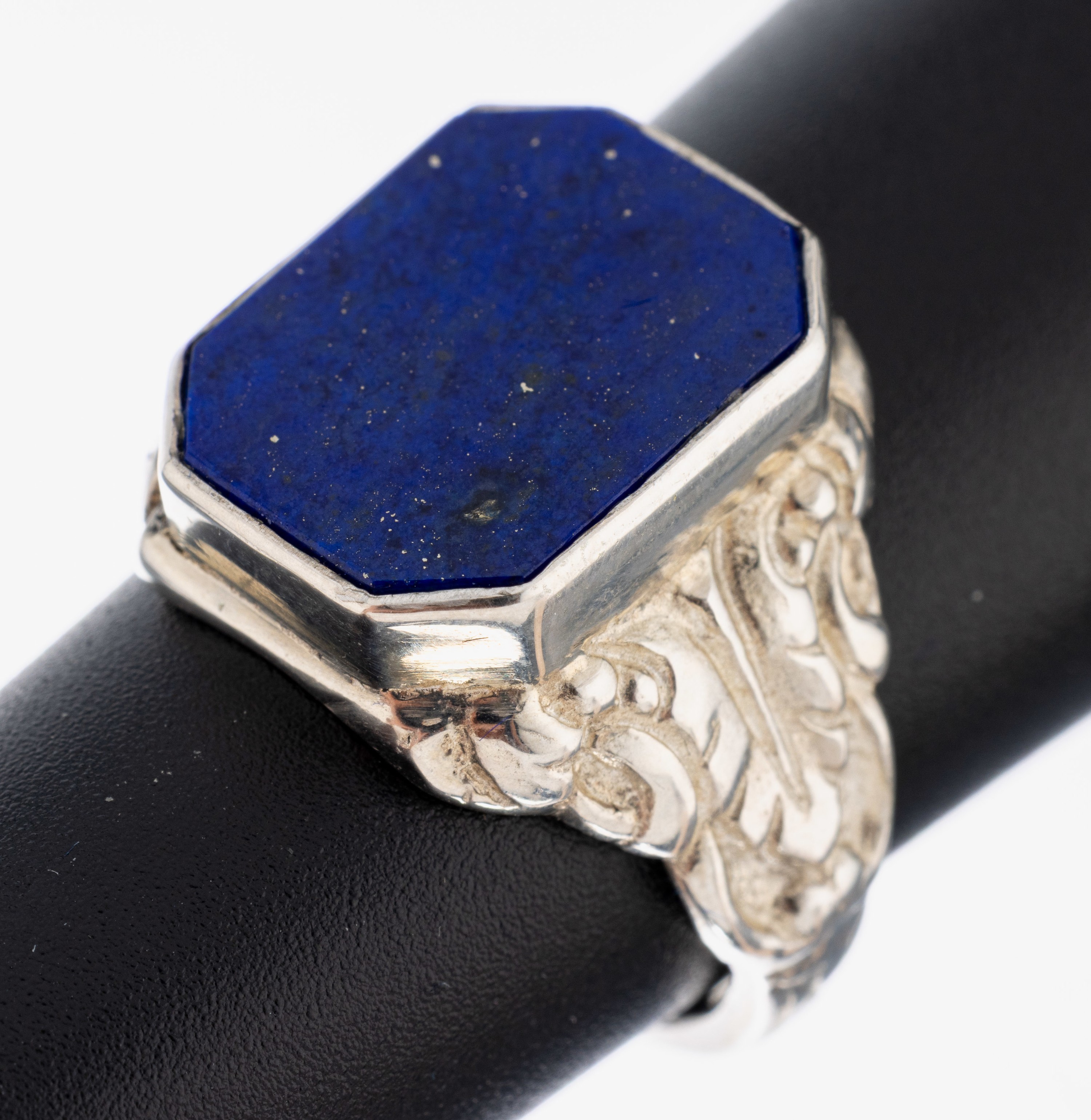 Image 27051472 - Lapislazuli-Siegelring, 800er Silber, oktagonale freie Lapislazuli-Platte, ...