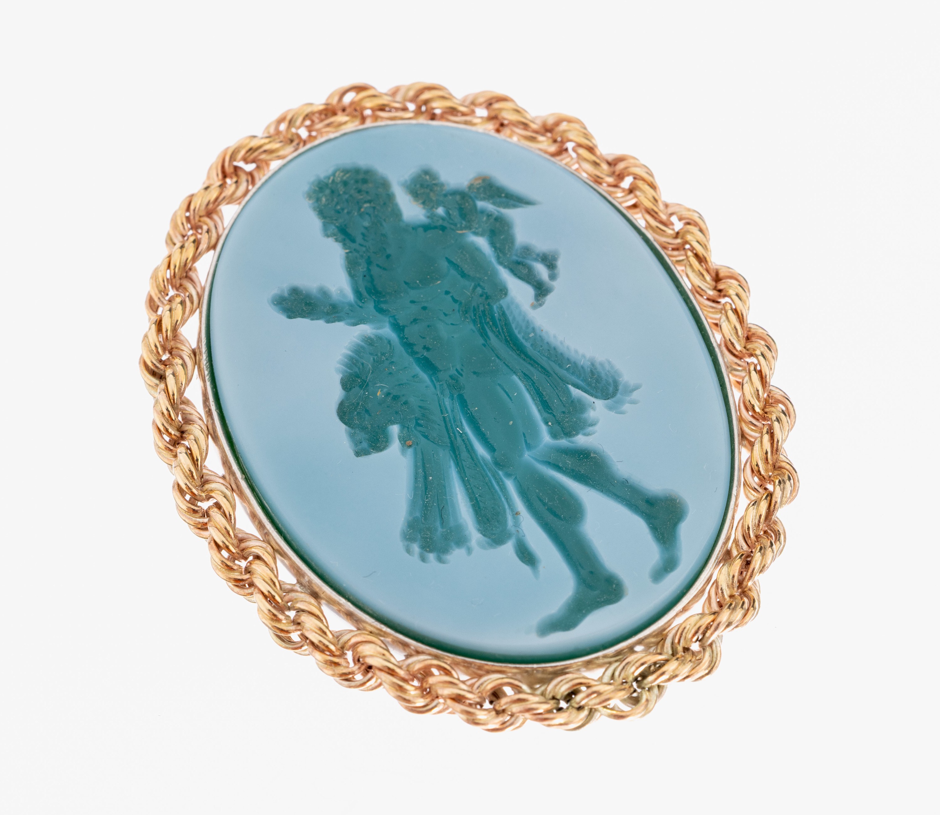 Image 27051474 - 8 kt Gold und Silber Lagenachat-Anhänger, GG 333/000 gepr. und Silber gepr., ovaler ...