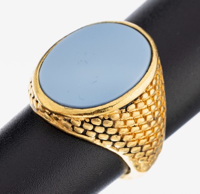 Image Lagenachat-Siegelring, Silber verg., ovale freie Lagenachat-Platte, Ringschiene ...