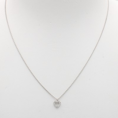 Image Herzanhänger mit Brillanten an Kette, WG 590/000, Brill. zus. ca. 0.10 ct Weiß/si, ...