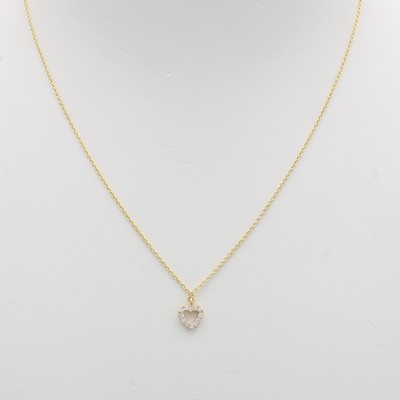 Image Herzanhänger mit Brillanten an Kette, GG 585/000, Brill. zus. ca. 0.10 ct Weiß/si, ...