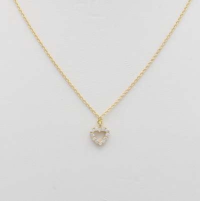 27051477a - Herzanhänger mit Brillanten an Kette, GG 585/000, Brill. zus. ca. 0.10 ct Weiß/si, ...