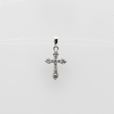 Image Kreuzanhänger mit Brillanten, WG 590/000, Brill. zus. ca. 0.12 ct Weiß/si ...