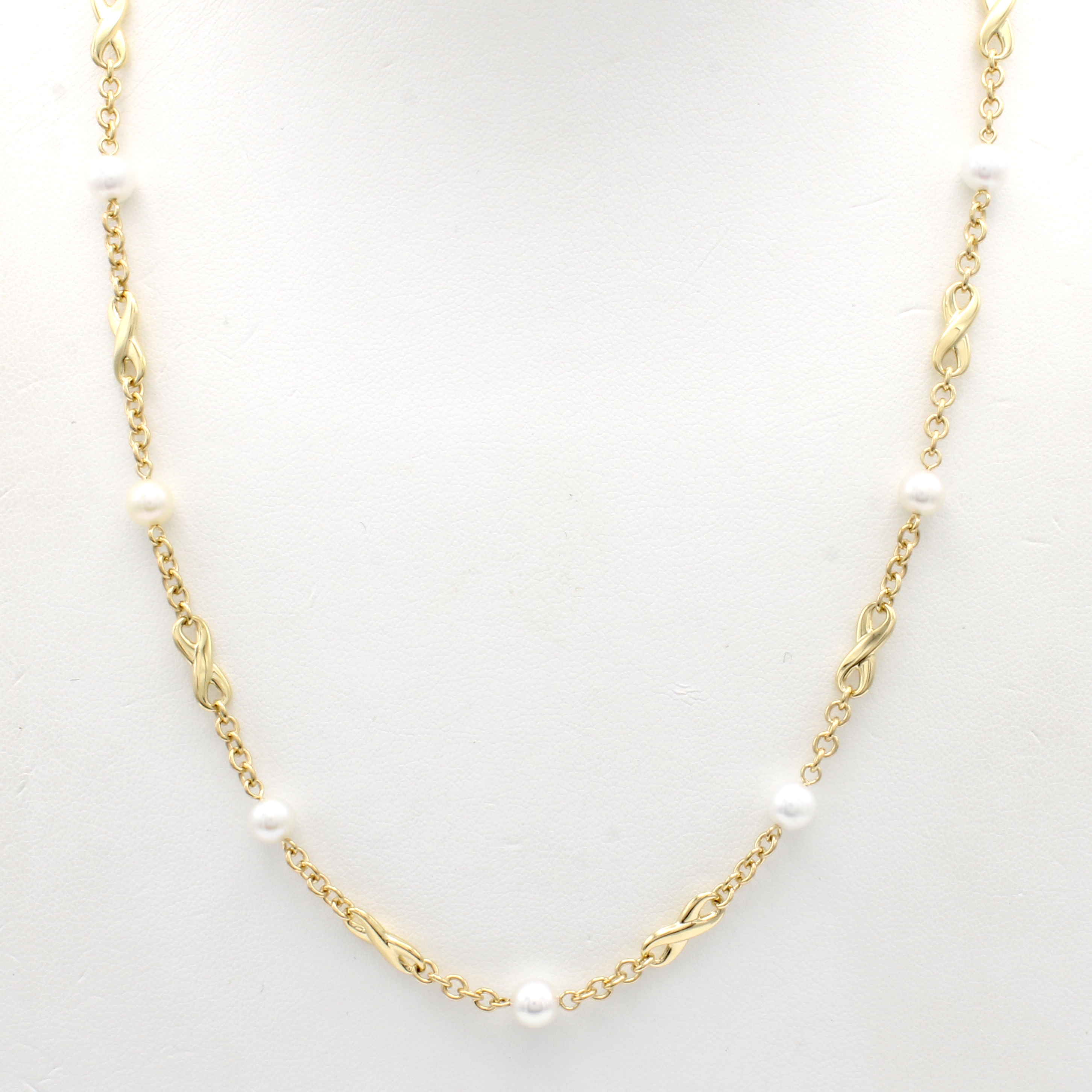 Image 27051538 - Collier ´Infinity´ mit Süßwasserperlen, GG 585/000, 11 Perlen von weißem Lüster D. ...