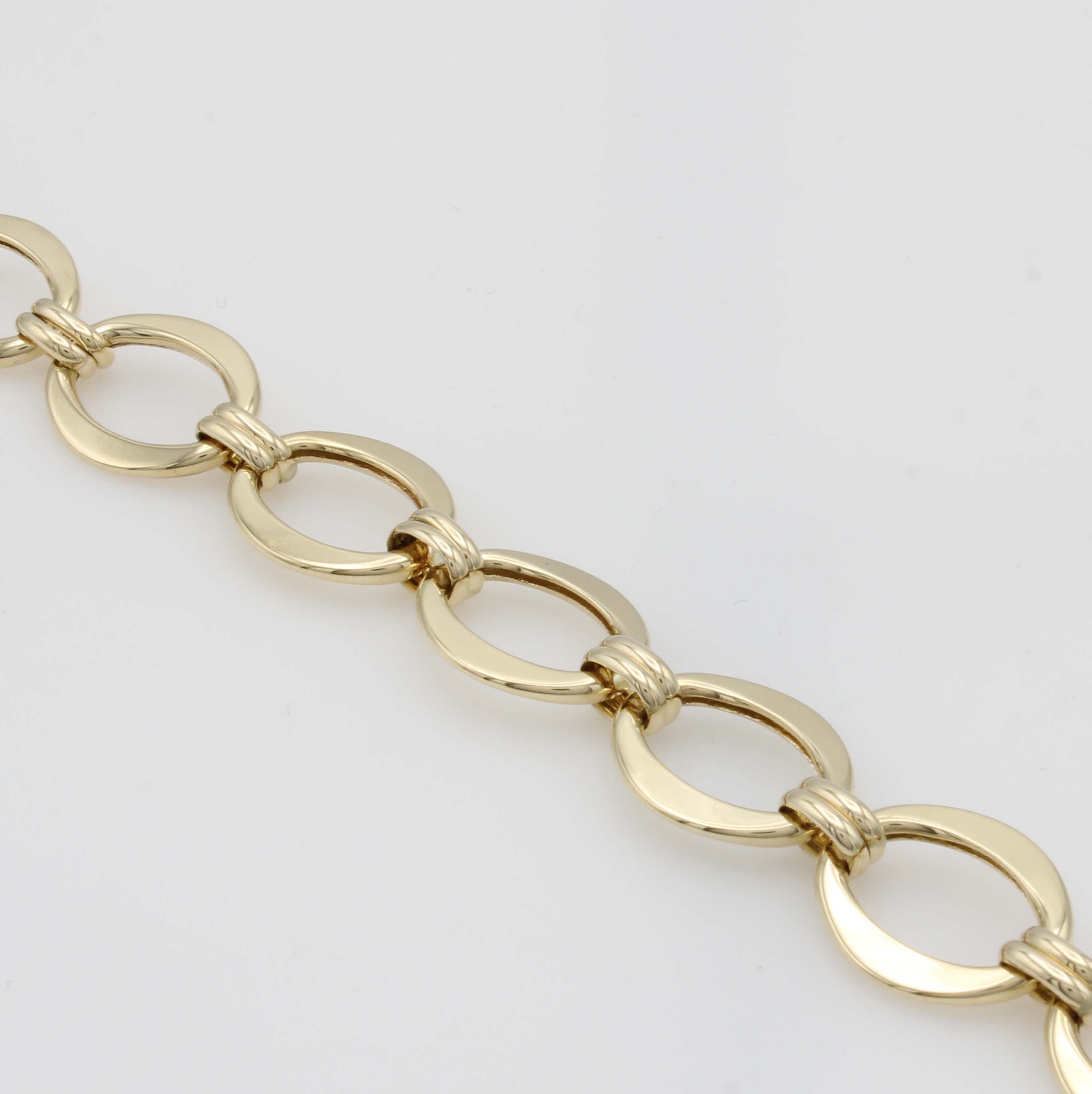 Image 27051541 - Armband im Fantasiemuster, GG 585/000, ovale Glieder, Karabinerschl., L. ca. 22 cm