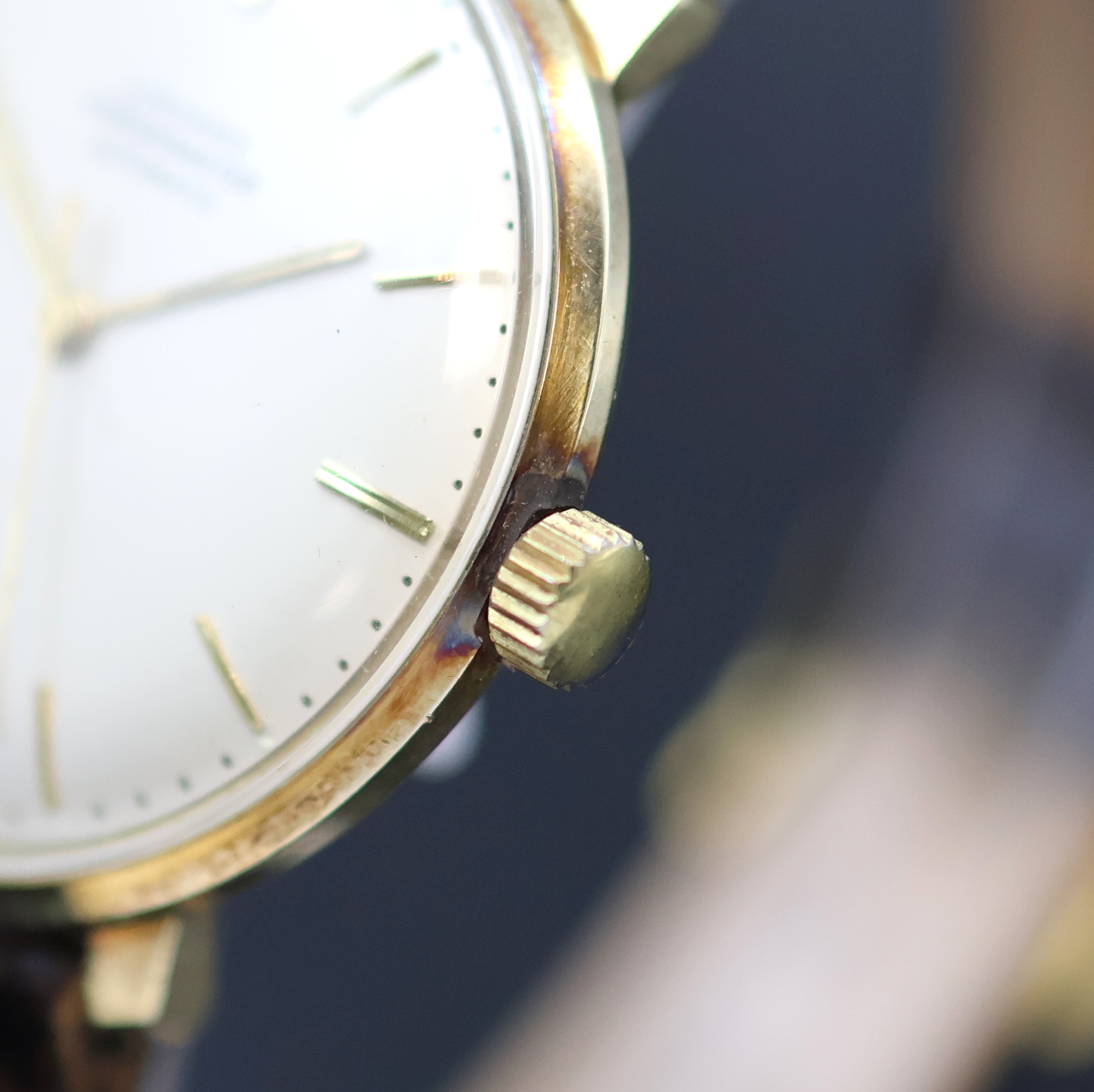 Detail c: JUNGHANS Armbandchronometer in GG 585/000 mit Kaliber 83/S, Deutschland um 1965, Automatik, Junghans Lederband m. verg. Dornschl., Boden gedr., silb. ...