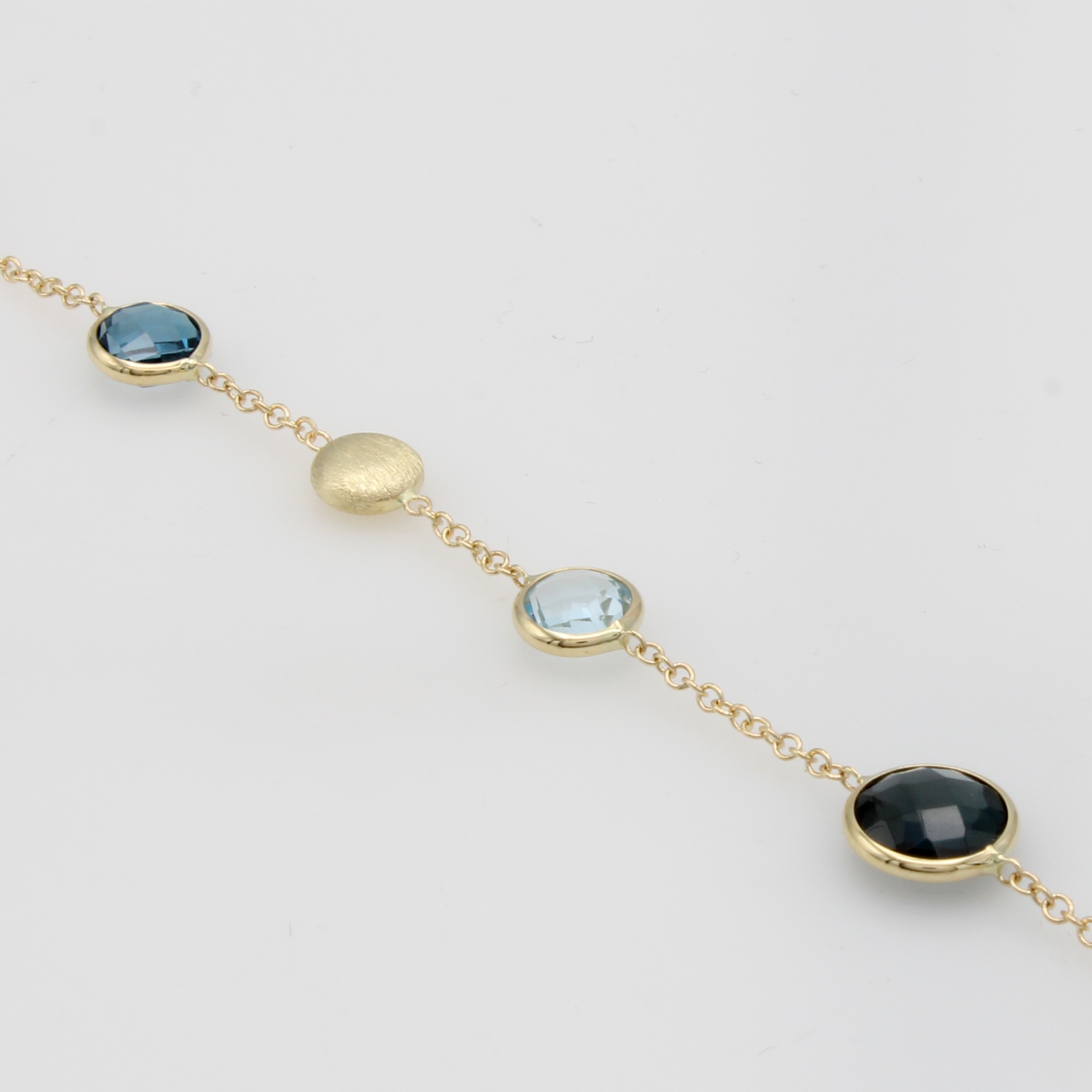 Image 27051558 - Armband mit Blautopasen, GG 585/000, 5 rund facett. Topase in versch. Farbnuancen ...