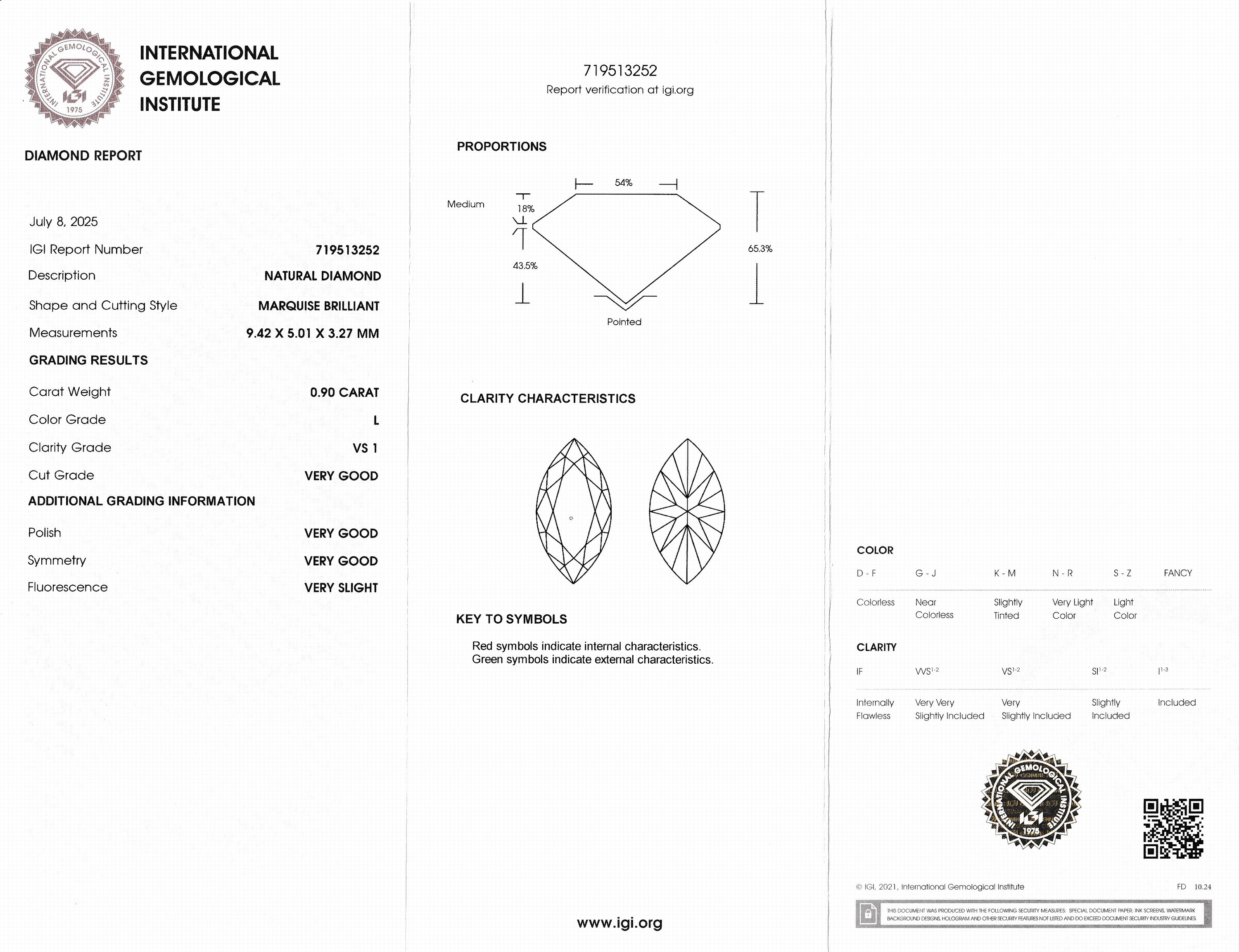 Detail a: Lose Diamantnavette, 0.90 ct get. Weiß(L)/vs1,eingeschweißt, mit IGI-Expertise