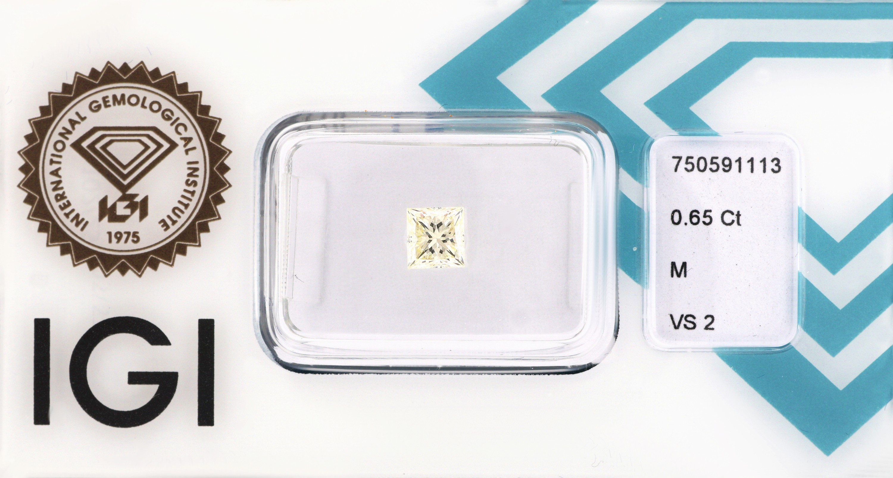 Image 27051570 - Loser Princess Cut Diamant, ca. 0.65 ct Getönt(M)/vs2, eingeschweißt, mit IGI-Expertise ...