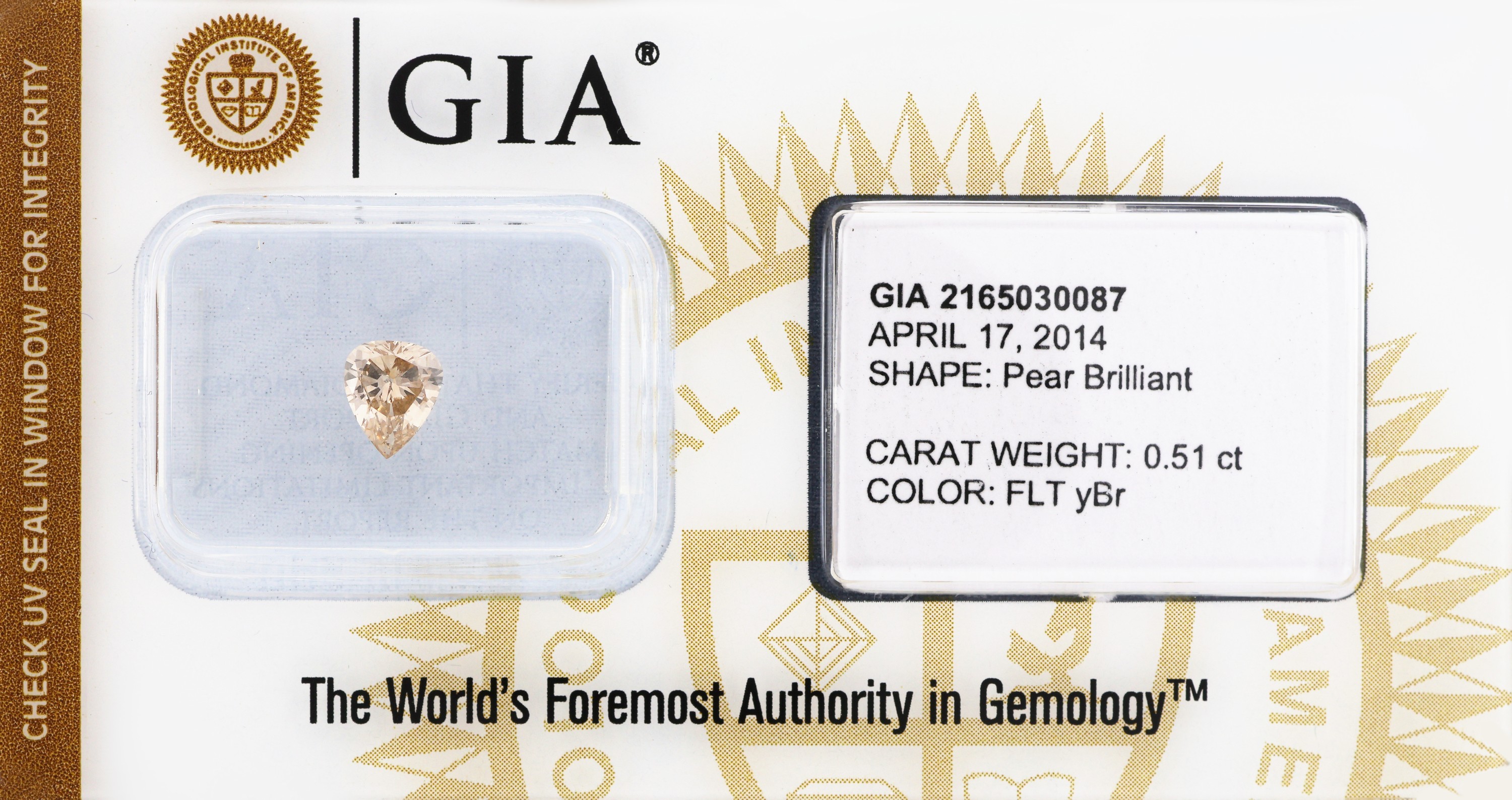 Image 27051573 - Loser Diamanttropfen, 0.51 ct Natural Fancy Light Yellowish Brown, 5.96 x 4.95 x 2.79 mm, ...