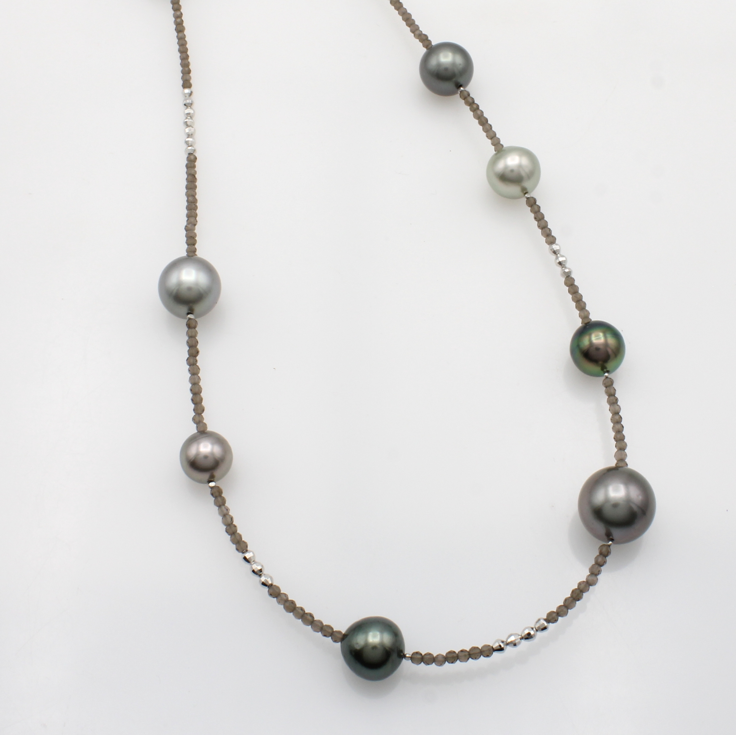 Image 27051577 - Lange Kette aus Spinellen mit Tahitizucht- perlen, Karabinerschl. und Zwischenteile ...