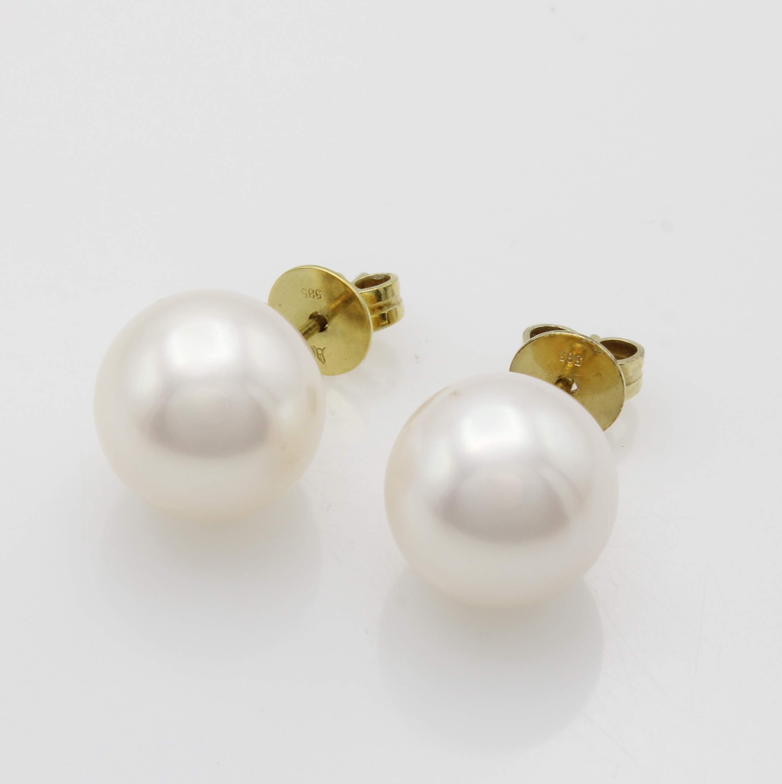 Image 27051578 - Paar Ohrstecker mit Süßwasserzuchtperlen, GG 585/000, weiße Perlen ca. 11-12 mm ...