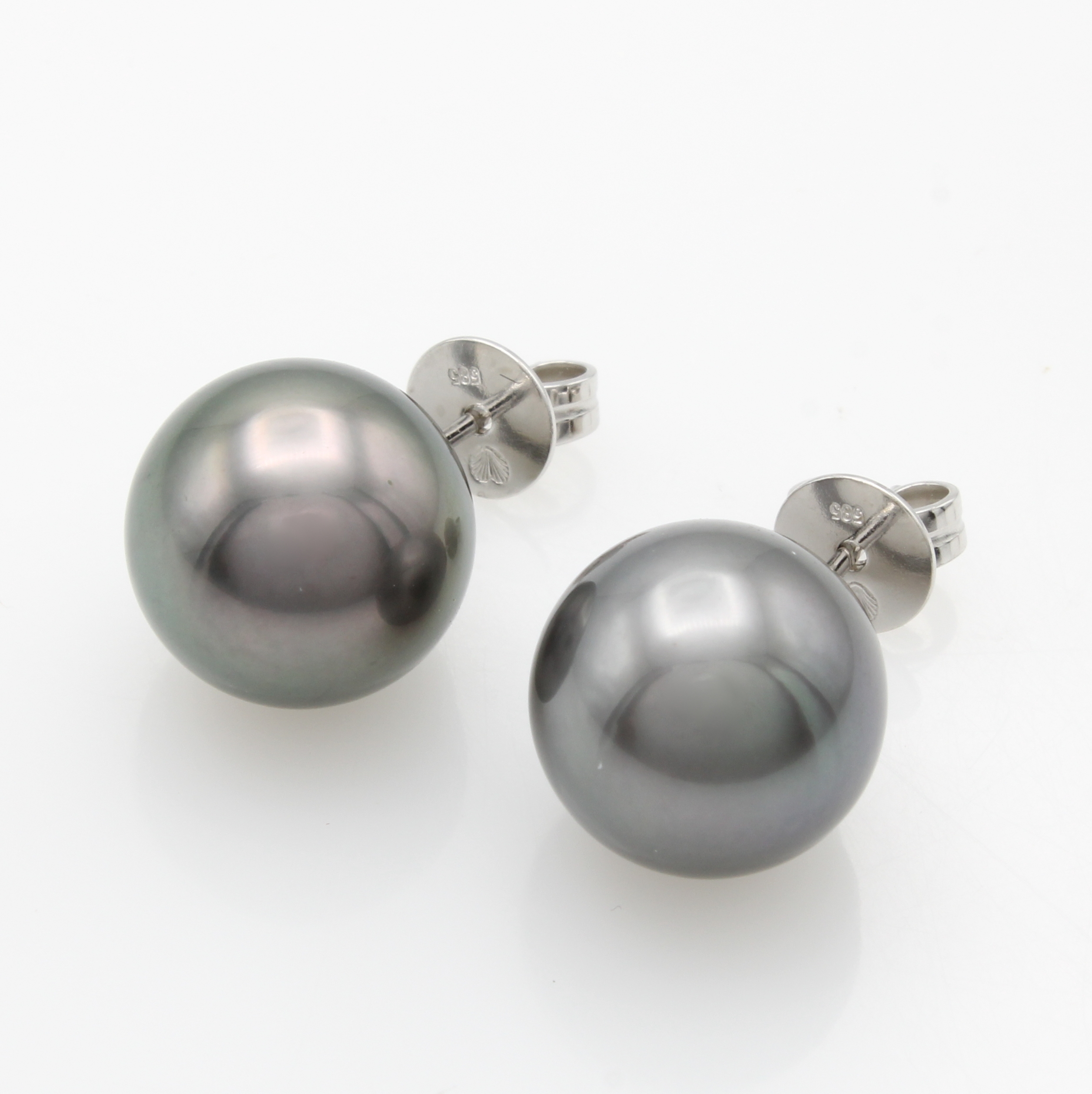 Image 27051579 - Paar Ohrstecker mit Tahitizuchtperlen, WG 585/000, dunkelgraue Perlen ca. 11-12 mm ...