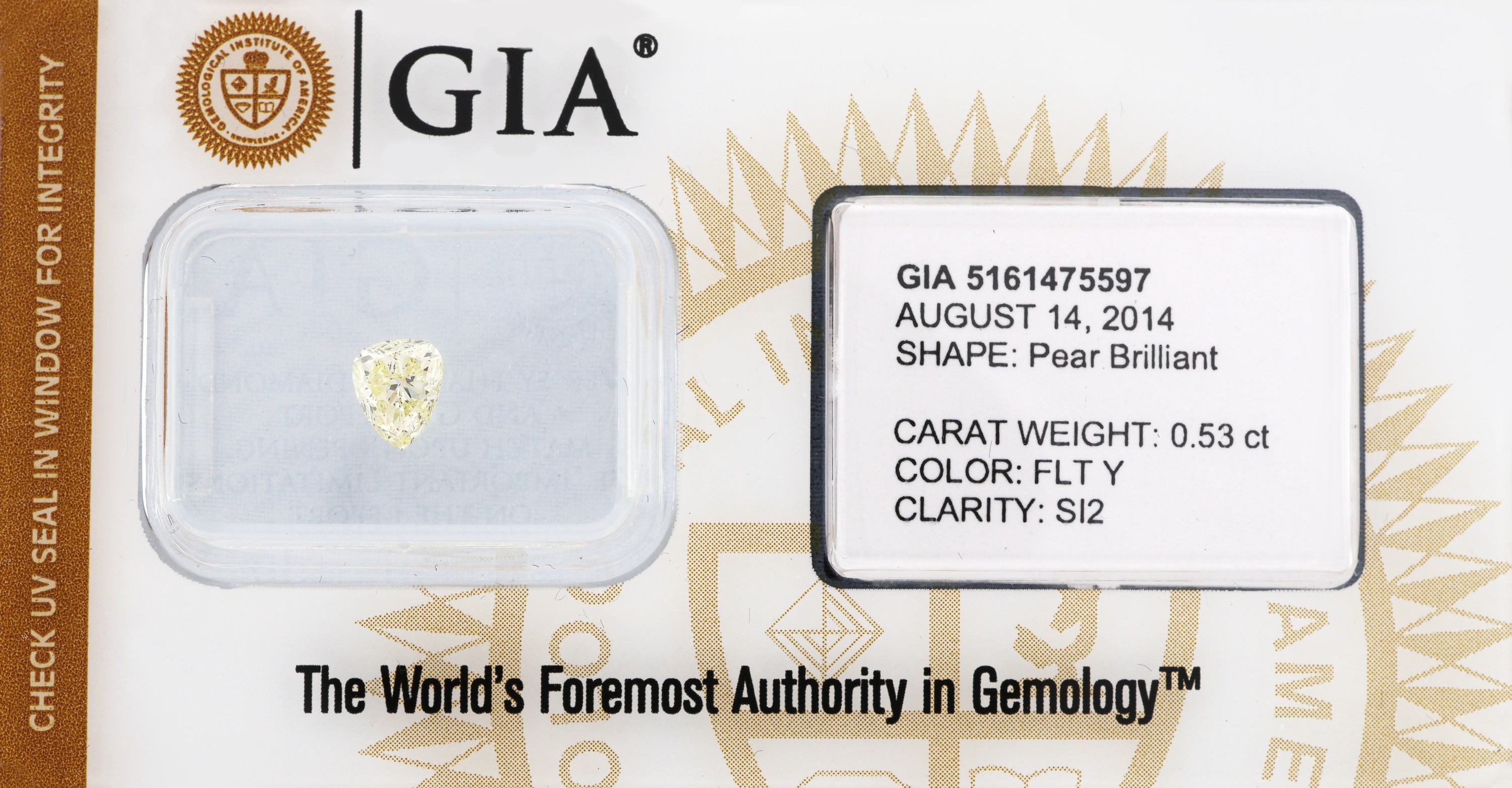 Image 27051583 - Loser Diamanttropfen, 0.53 ct Natural Fancy Light Yellow/si2, 5.67 x 4.62 x 3.10 mm, ...