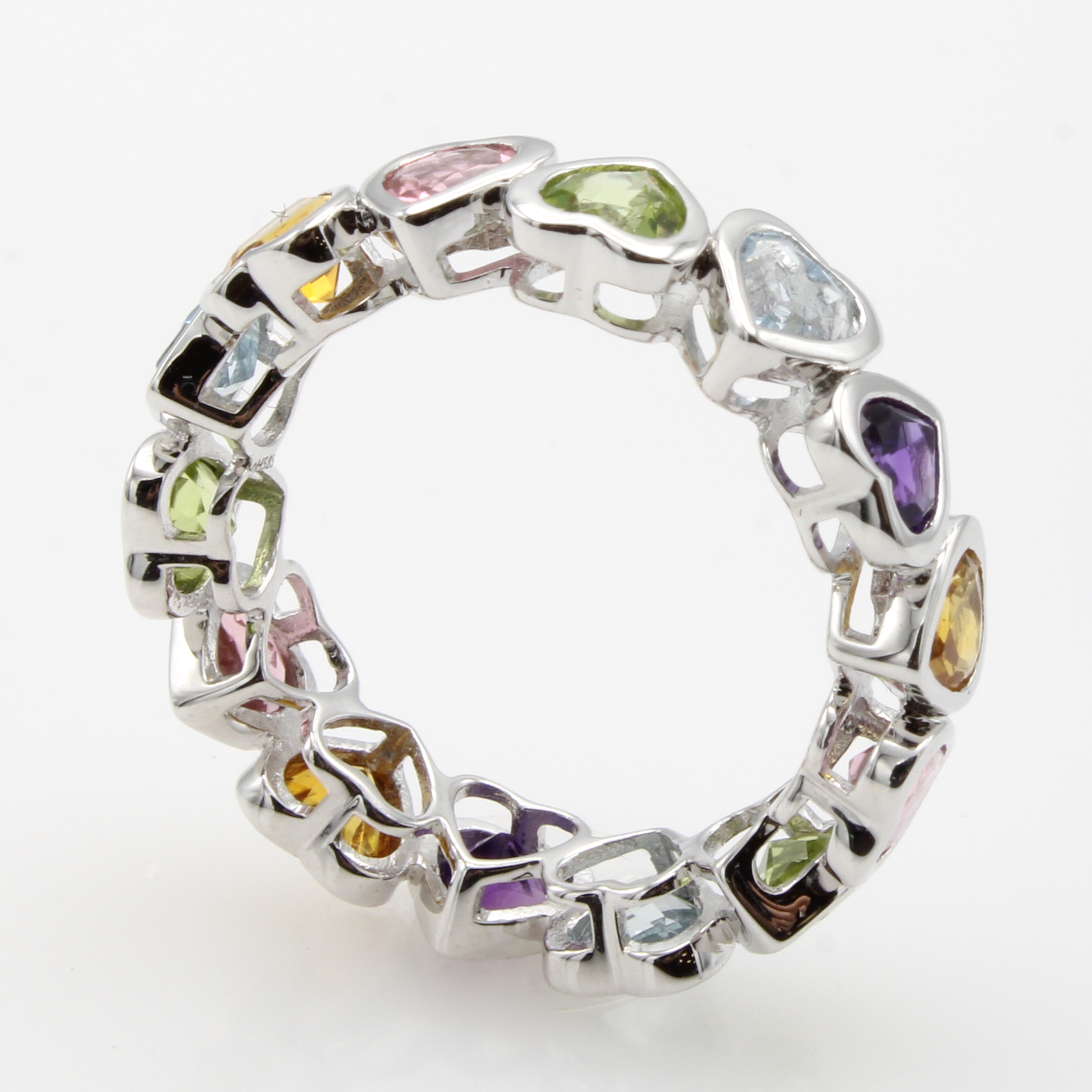 Image 27051587 - Ring mit Farbsteinen in Herzformen, WG 585/000, 3 Aquamarine zus. ca. 0.64 ct, 3 ...