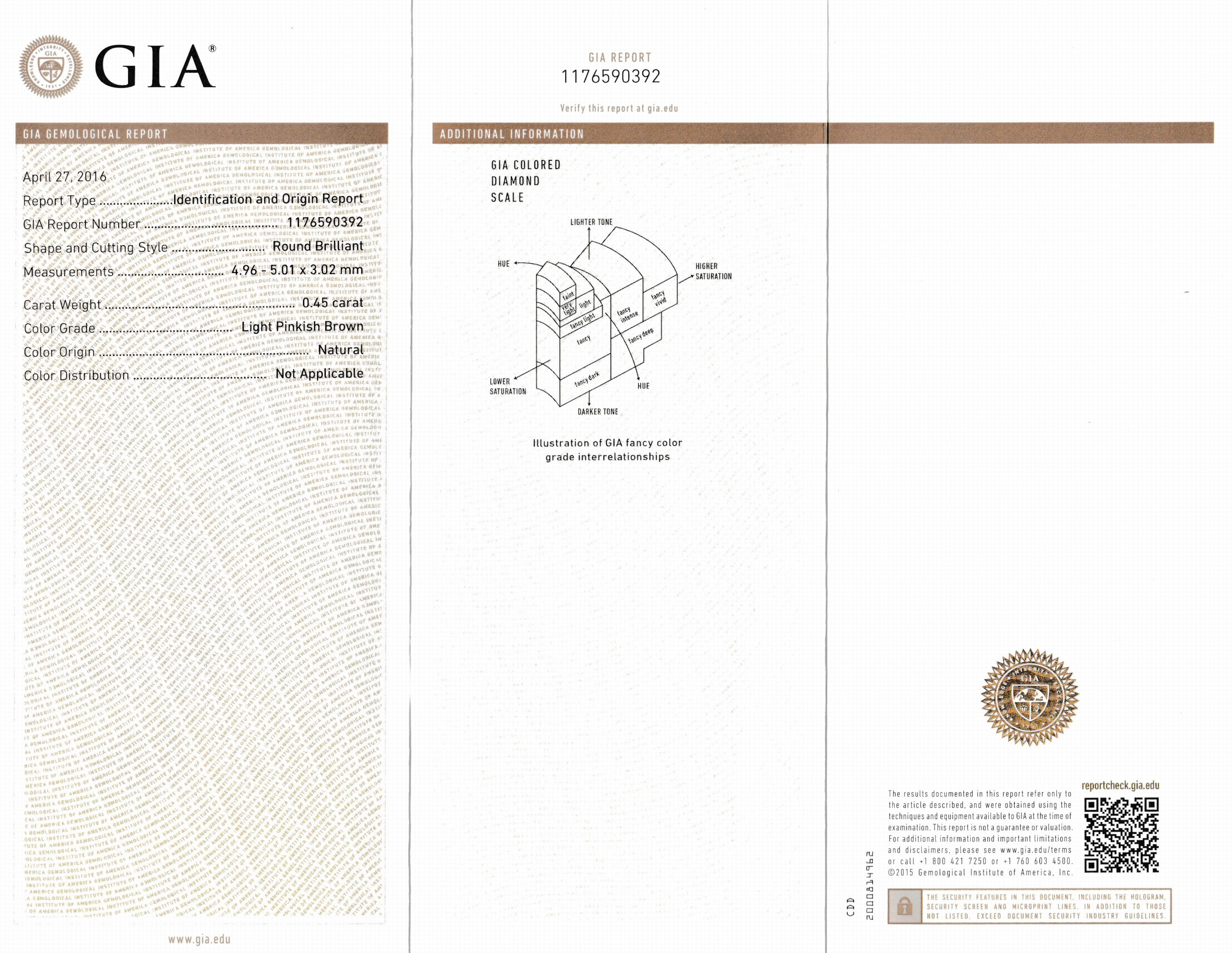 Detail c: Loser Brillant, 0.45 ct Natural Light Pinkish Brown, 4.96 - 5.01 x 3.02 mm, GIA-Expertise