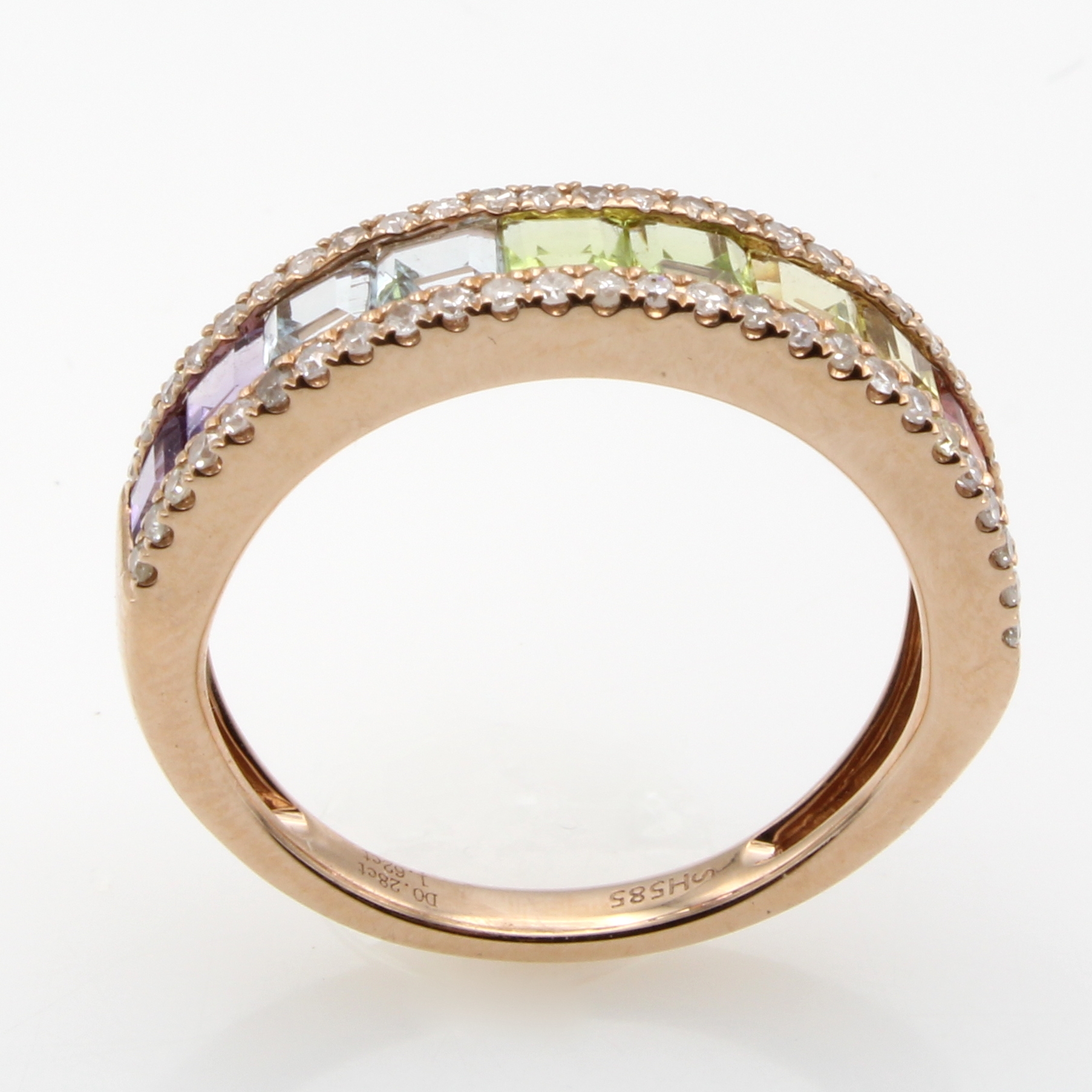 Image 27051595 - Ring ´Rainbow´ mit Farbsteinen und Brillanten, RoséG 585/000, 52 Brill. zus. ca. 0.28 ...