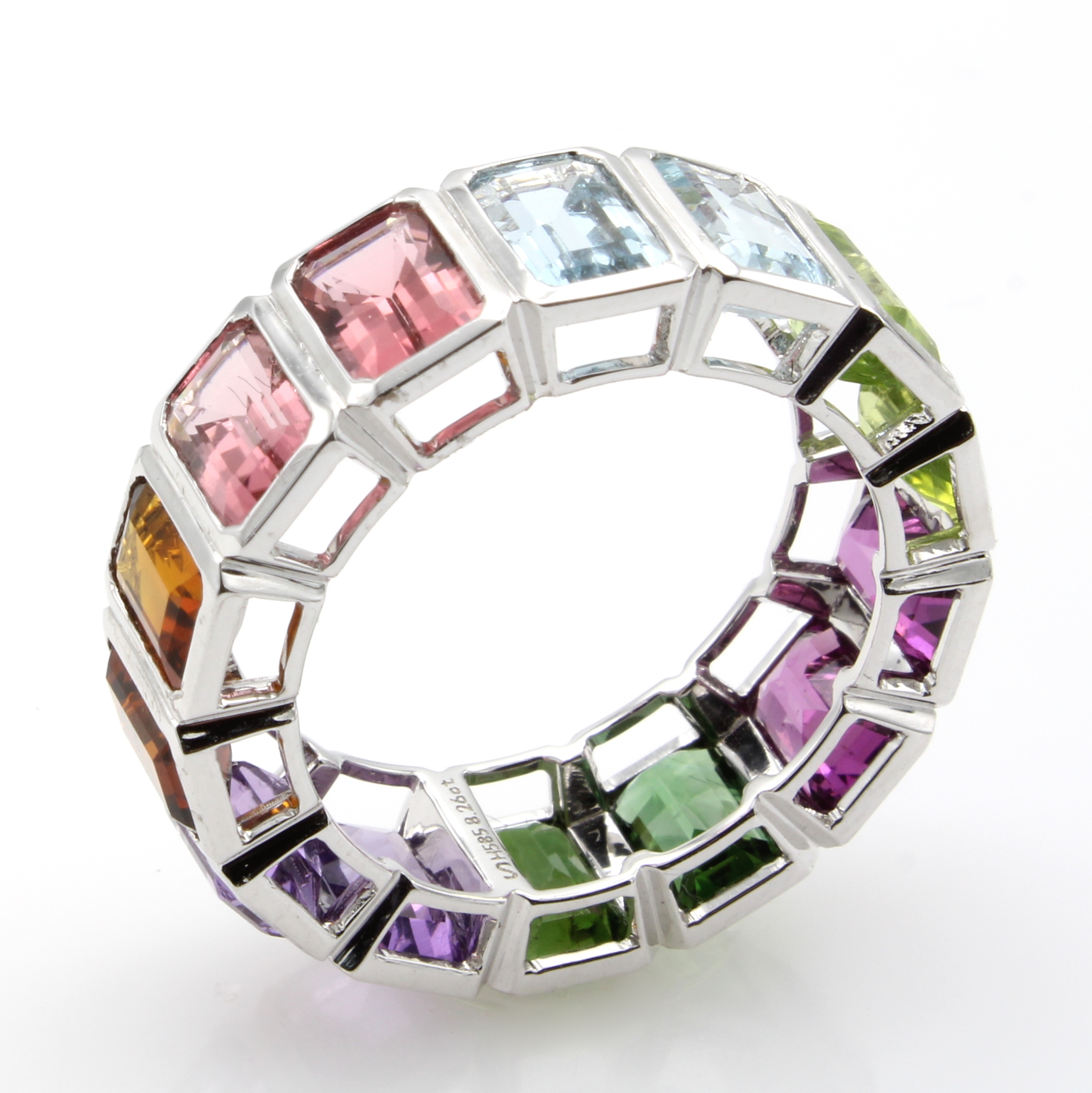 Image 27051598 - Ring mit Farbsteinen, WG 585/000, 4 Turma- line zus. ca. 2.34 ct, 2 Citrine zus. ca. ...