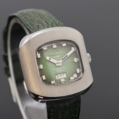 27051545b - MOVADO Kingmatic Video HS 360 Armbanduhr in Stahl, Schweiz um 1975, Automatik, matt. ...