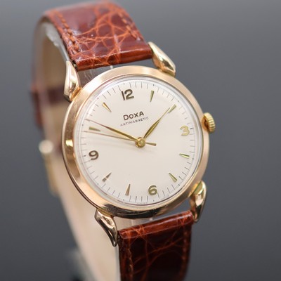 27051550b - DOXA Armbanduhr in RG 585/000, Schweiz um 1960, Handaufzug, tropfenförm. Anstöße, ...