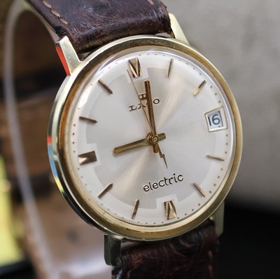 27051554b - LACO Electric Armbanduhr in GG 585/000 mit Backwinder, Deutschland 1960er Jahre, Boden ...