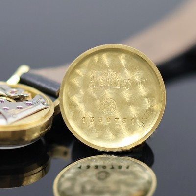 27051557f - IWC Damenarmbanduhr in GG 750/000, Schweiz um 1953, Handaufzug, Boden u. Glasrand ...