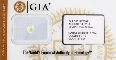 Image Loser Diamanttropfen, 0.53 ct Natural Fancy Light Yellow/si2, 5.67 x 4.62 x 3.10 mm, ...