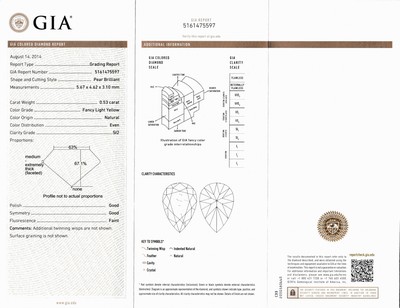 27051583a - Loser Diamanttropfen, 0.53 ct Natural Fancy Light Yellow/si2, 5.67 x 4.62 x 3.10 mm, ...