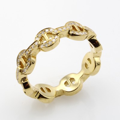 27051597a - Ring mit Brillanten, GG 750/000, 112 Brill. zus. ca. 0.51 ct feines Weiß/si-p, RW ca. ...