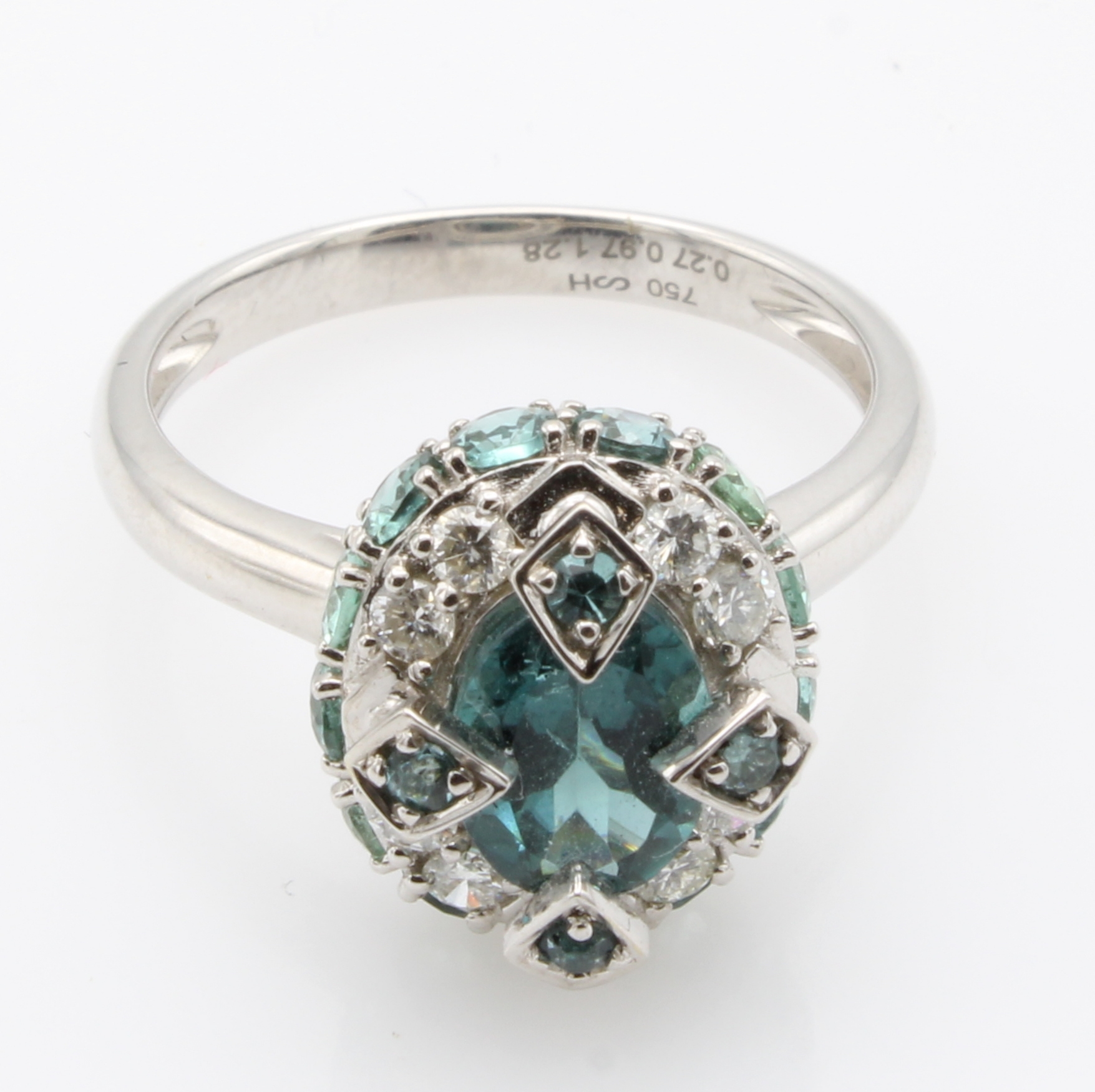 Image 27051606 - Ring mit Turmalinen und Brillanten, WG 750/ 000, ovaler Turmalin ca. 1.28 ct, 17 ...