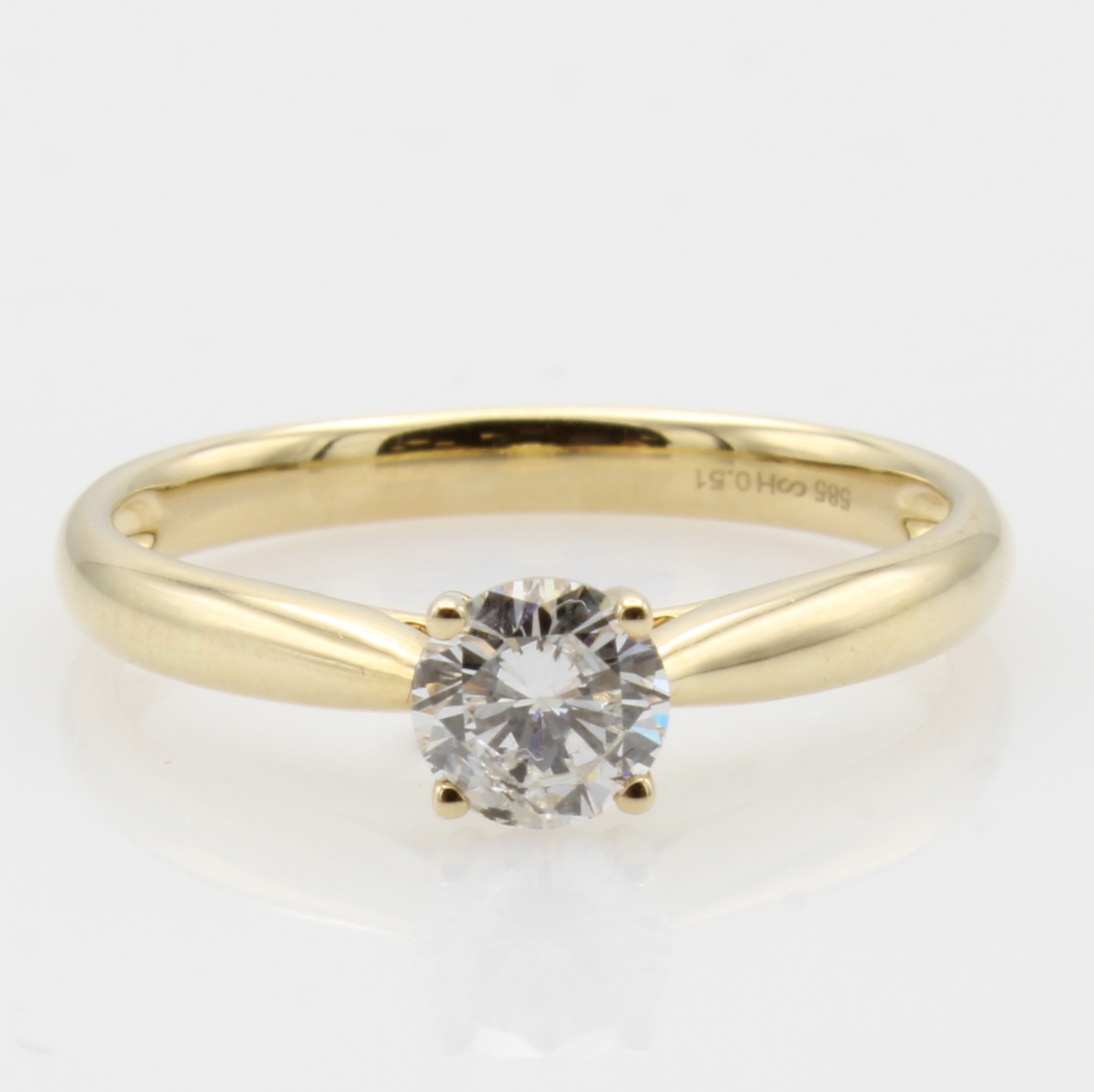 Image 27051612 - Ring mit Brillantsolitär, GG 585/000, Brill.ca. 0.51 ct feines Weiß /p, RW ca. 55 ...