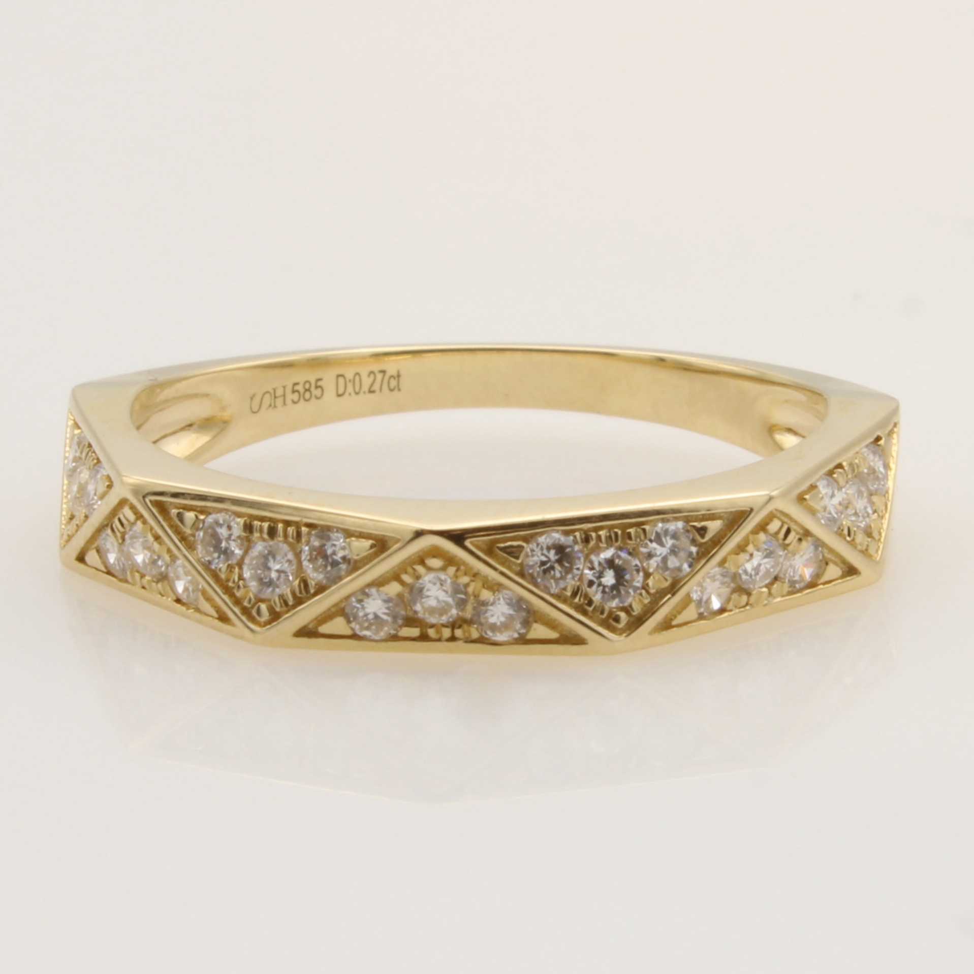 Image 27051624 - Ring mit Brillanten, GG 585/000, 21 Brill. zus. ca. 0.27 ct feines Weiß/vs, RW ca. 55 ...