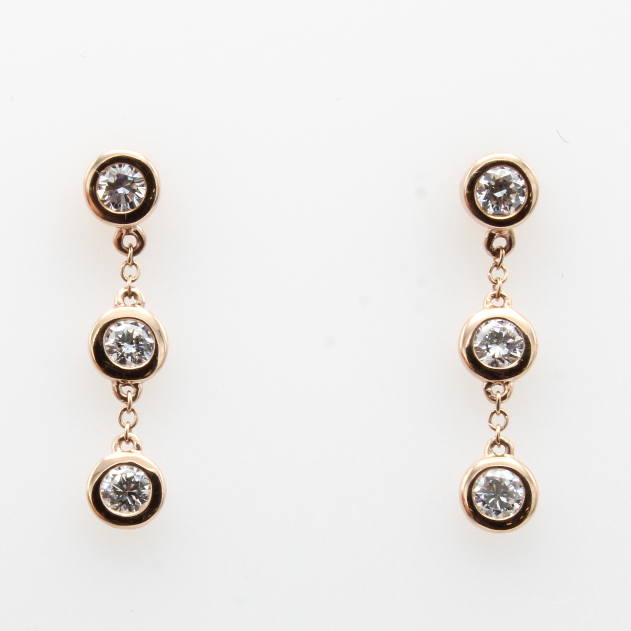 Image 27051627 - Paar Ohrstecker mit Brillanten, RoséG 585/ 000, 6 Brill. zus. ca. 0.46 ct feines ...