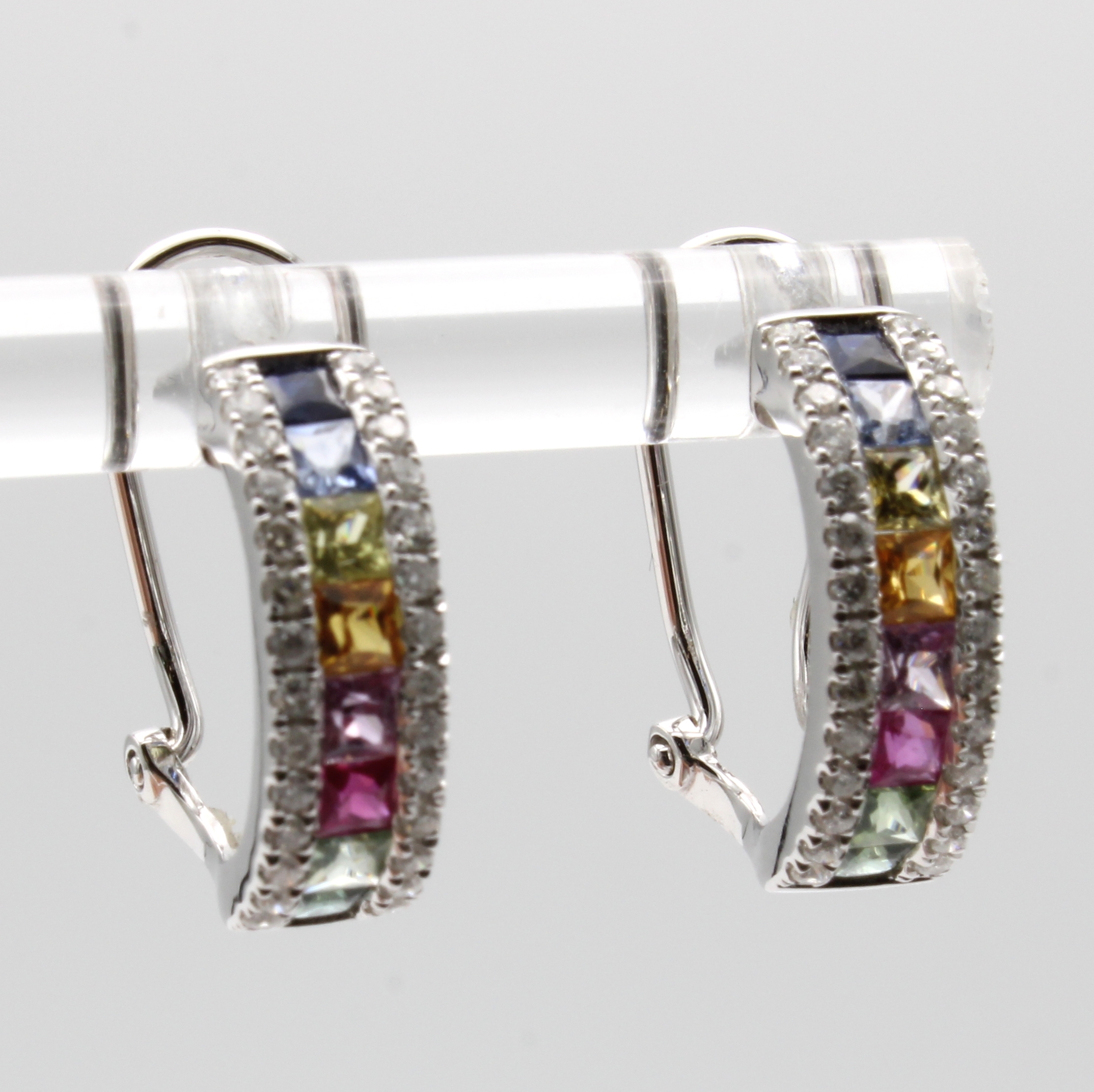 Image 27051637 - Paar Ohrstecker ´Rainbow´ mit Brillanten und Saphiren, WG 585/000, 52 Brill. zus. ca ...