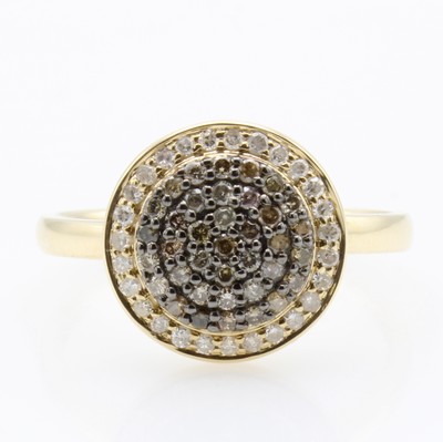 Image Ring mit Diamanten und Brillanten, GG 585/ 000, 37 Diam. zus. ca. 0.27 ct braun/si-p ...