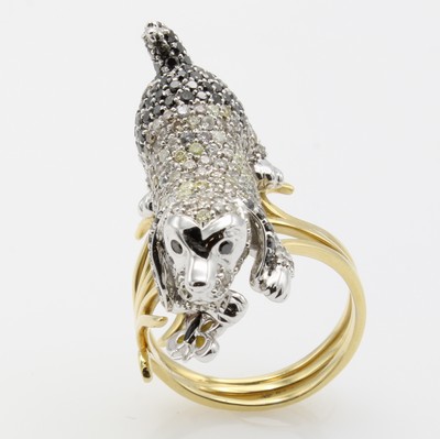 27051615a - Ring ´Beagle´ mit Diamanten, WG 750/000, 88 Diam. zus. ca. 0.80 ct schwarz (beh.) u. 251 ...