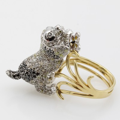 27051615b - Ring ´Beagle´ mit Diamanten, WG 750/000, 88 Diam. zus. ca. 0.80 ct schwarz (beh.) u. 251 ...