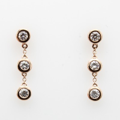 Image Paar Ohrstecker mit Brillanten, RoséG 585/ 000, 6 Brill. zus. ca. 0.46 ct feines ...