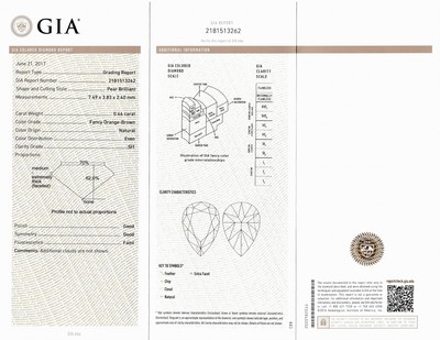 27051645c - Loser Diamanttropfen, 0.46 ct Natural Fancy Orange-Brown/si1, 7.49 x 3.83 x 2.40 mm, GIA- ...