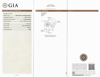 27051657c - Loser Brillant, 1.21 ct Natural Fancy Dark Brown, 6.72 - 6.75 x 4.14 mm, GIA-Expertise ...