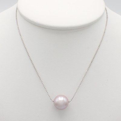 Image Kette mit Süßwasserzuchtperle, WG 750/000, fliederfarbene Perle ca. 11 - 12 mm, L. ...