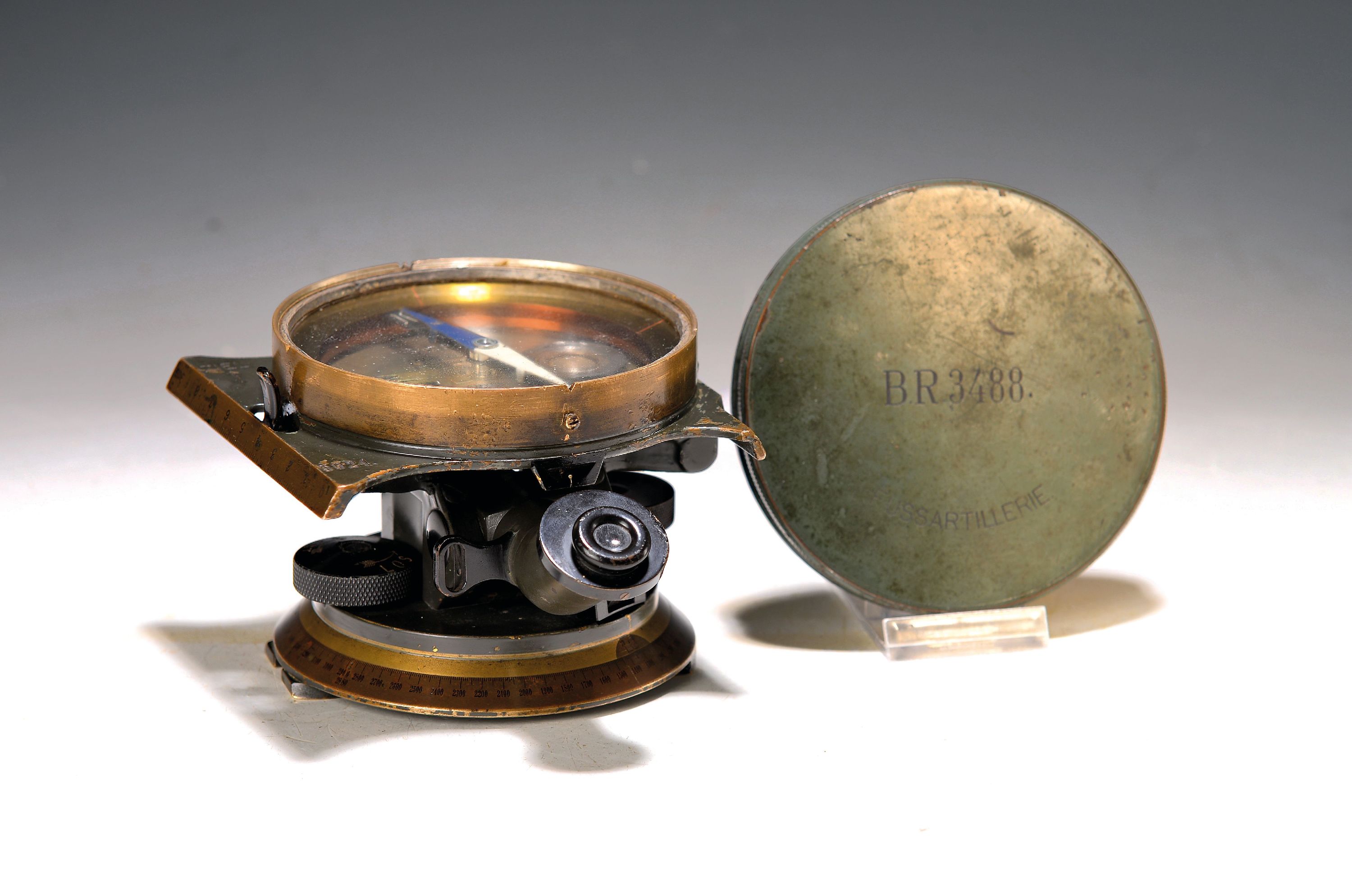 Image 27051827 - Bussolenrichtkreis, (MG Richtkreis) Fussartillerie, 1. WK., Carl Zeiss Jena, feldgrau ...