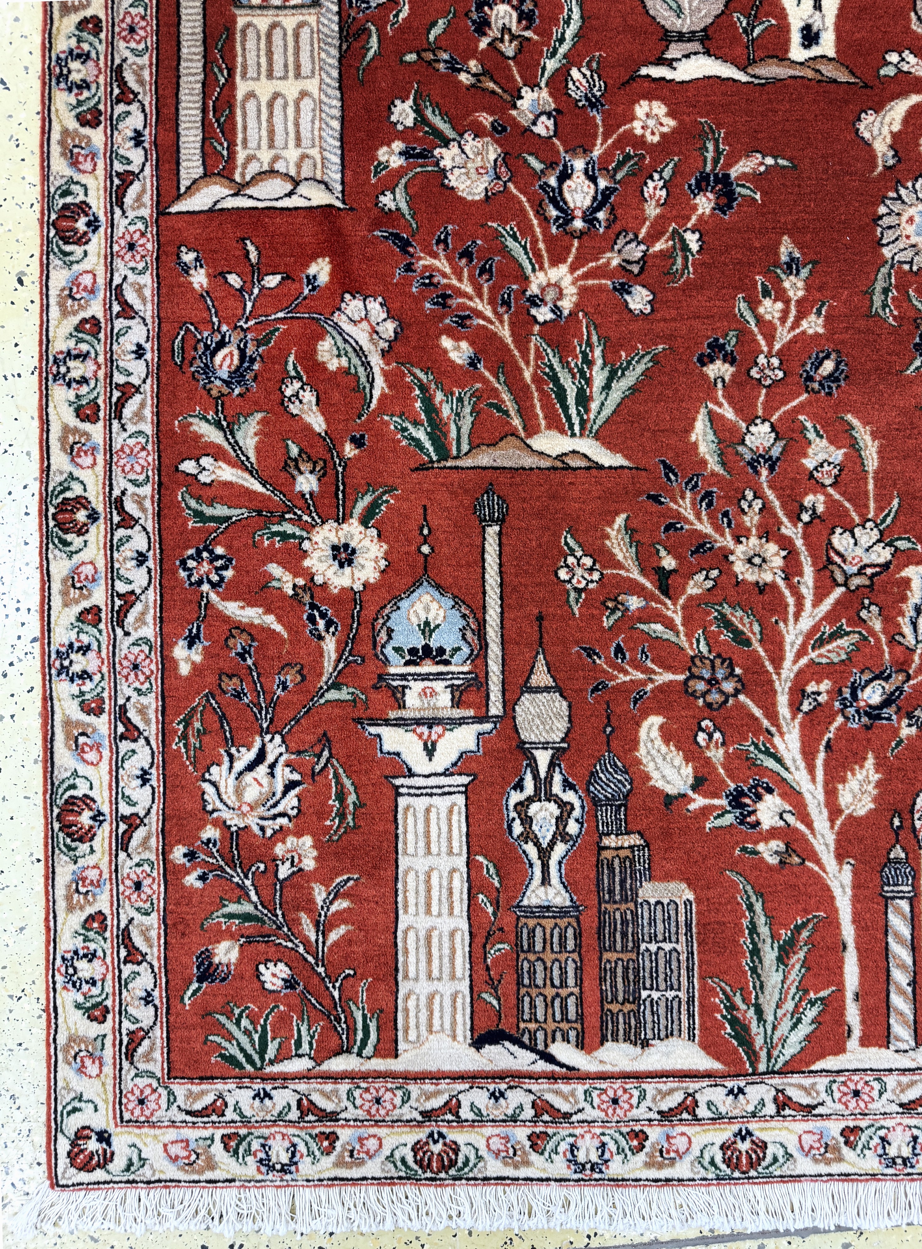 Detail c: Sarogh Kork fein, Persien, Ende 20.Jhd, Korkwolle auf Baumwolle, ca. 327 x 226 cm, EHZ:(nahezu neuwertig)