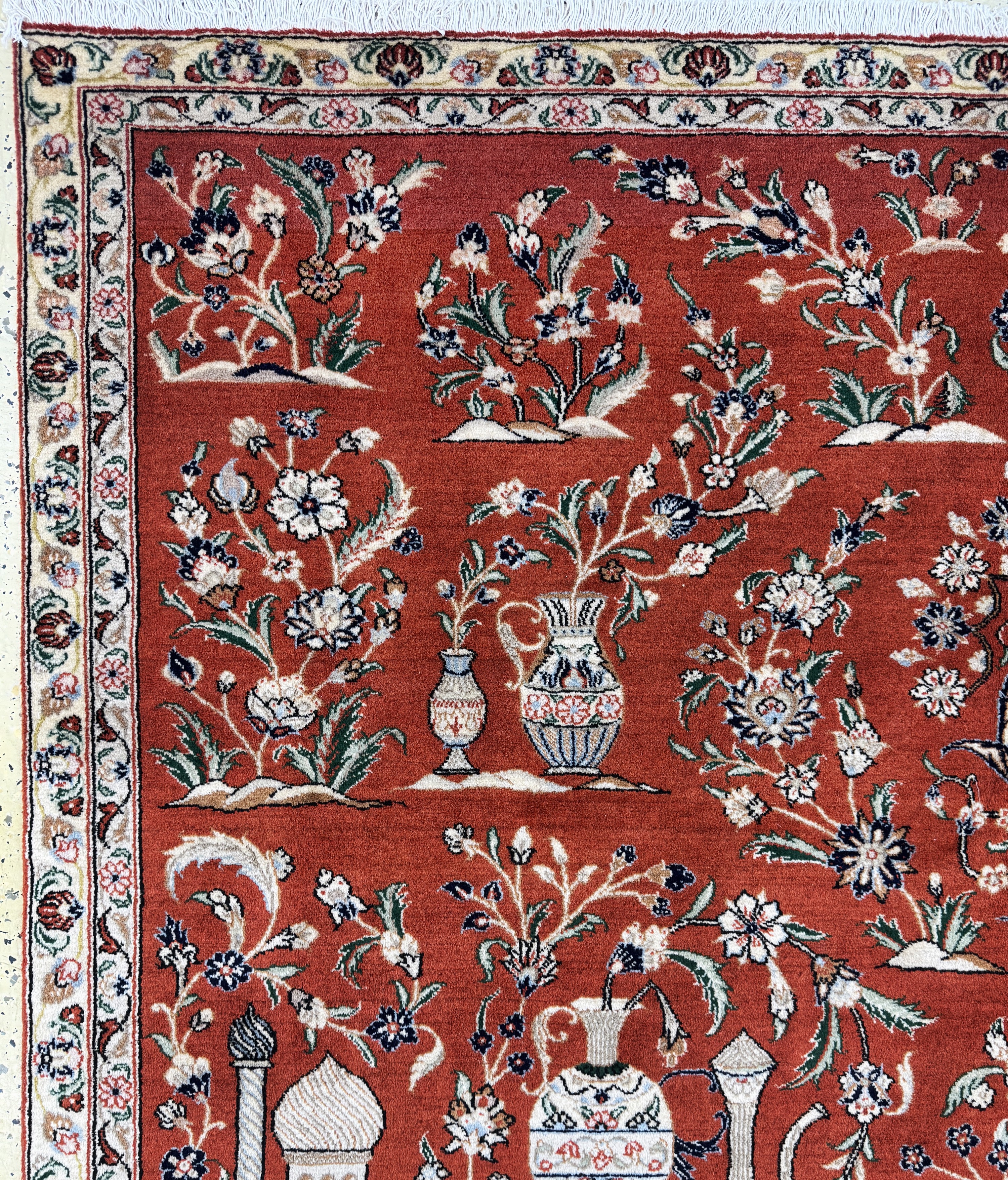 Detail e: Sarogh Kork fein, Persien, Ende 20.Jhd, Korkwolle auf Baumwolle, ca. 327 x 226 cm, EHZ:(nahezu neuwertig)