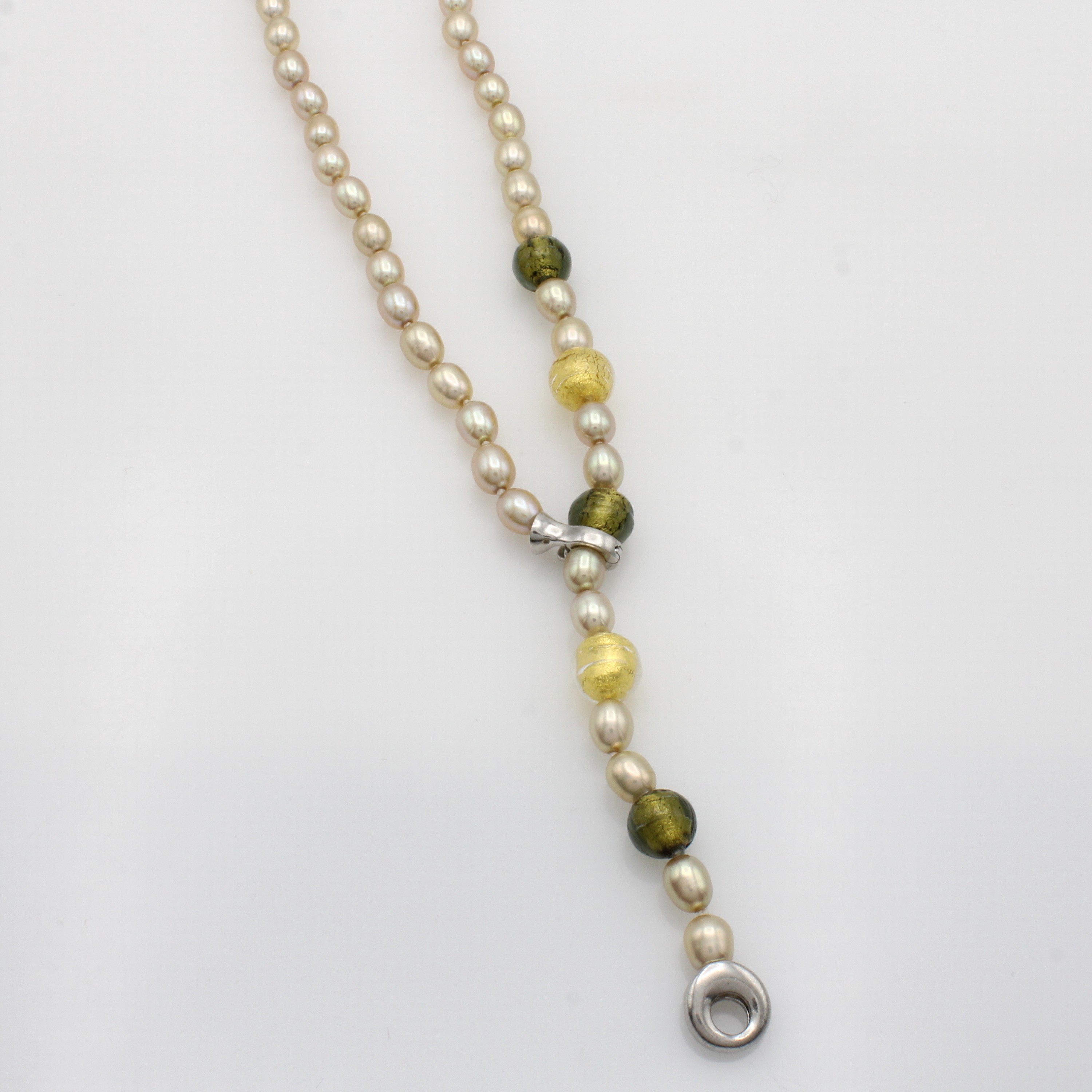 Image 27051865 - Y-Collier aus Süßwasserzuchtperlen mit Murano-glaskugeln, Clipschließe Silber, reisf. ...