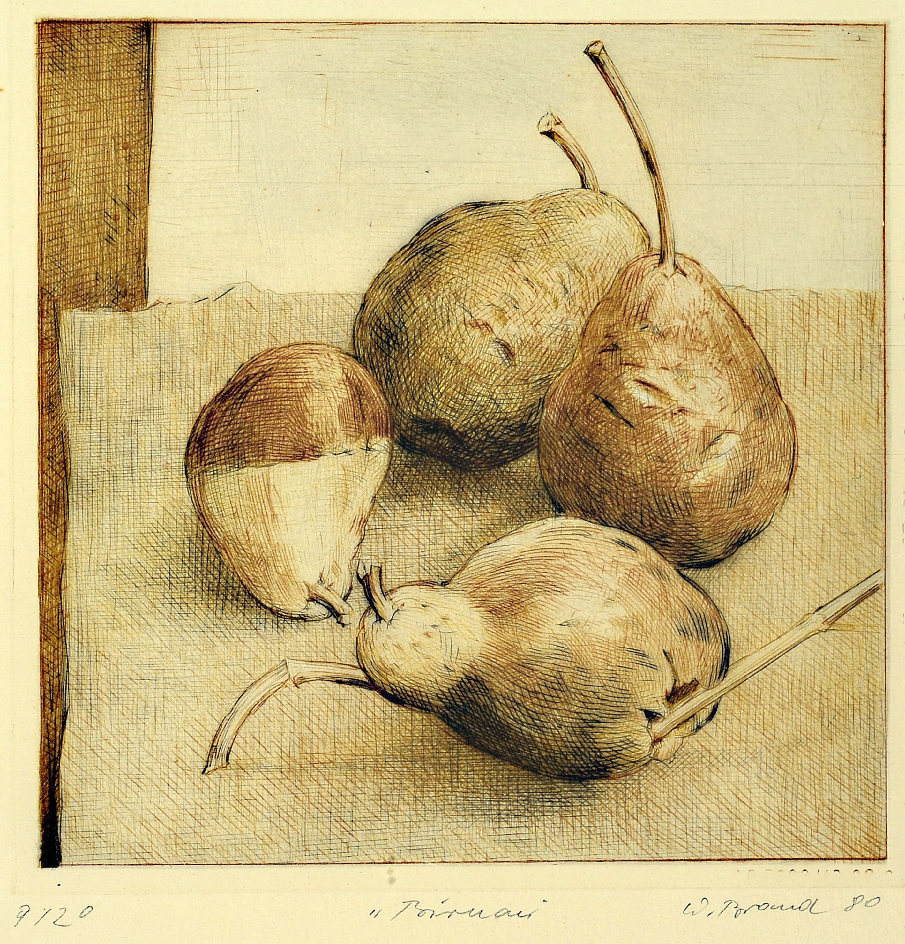 Detail a: Werner Brand, 5 Werke:, Pastell, Bleistiftzeichnung,, zwei Radierungen, alle handsigniert,, u.a. Pastell, Sommerlandschaft,ca. 69 x 49 cm, dat. 81, ...