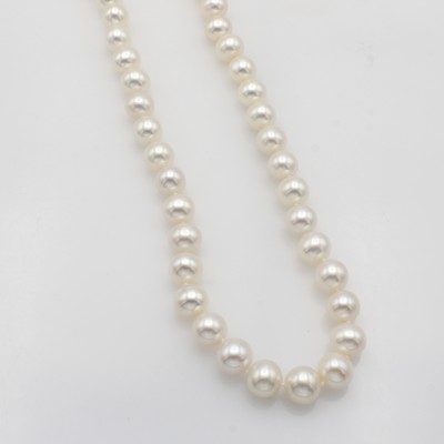 Image Kette aus Süßwasserzuchtperlen, Kugelschl. Silber, weiße Perlen ca. 9 - 10 mm, L. ca. ...